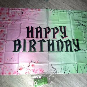 2x - WICKED MOVIE style Pink & Green Happy Birthday Banner + small banner